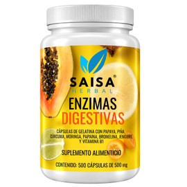 Enzimas Digestivas Cápsulas Mezcla ideal | Suplemento Premium para Mejor Digestión, Hinchazón y Absorción de Nutrientes | Saisa Herbal (250)