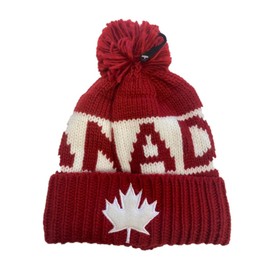 Beanie Hat - Winter Hat for Men & Women - Canada Edition Maple Leaf (2 Pack Red & White)