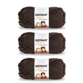 Bernat Softee Chunky Dark Taupe Yarn - 3 Packs of 100g - Acrylic - 6 Super Bulky - 90m - Knitting/Crochet