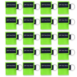 ASA TECHMED CPR Mask Keychain Emergency Kit CPR Face Shields for First Aid AED Training Child and Adult CPR Breathing Barrier - 20 Pack, Green