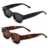 Teumire Retro Rectangle Polarized Sunglasses for Small Face Women Men