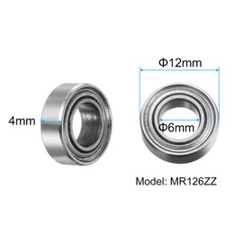 uxcell 10pcs MR126ZZ Miniature Deep Groove Ball Bearings 6x12x4mm Double Shielded Bearings for TRX4 1/10 RC Cars Trucks, 3D Printer, P6 (ABEC 3)