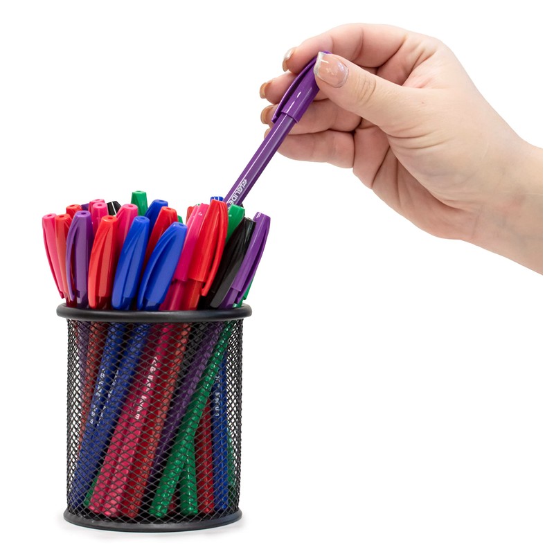Eziglide Ballpoint Purple Pen, Pack of 50 Ball point Pens,