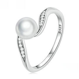 PAHALA 925 Sterling Silver Quality Shell Pearl Geometric Finger Weeding Party Engagement Ring (6)