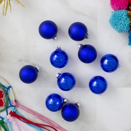 NORTHLIGHT 10ct Blue 2-Finish Glass Christmas Ball Ornaments 1.75" (40mm)