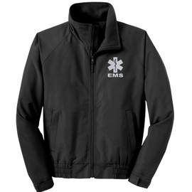 Smart People Clothing EMS Economy Jacket in Black with Silver/Reflective Logo Fleece Lining Emergency Medical