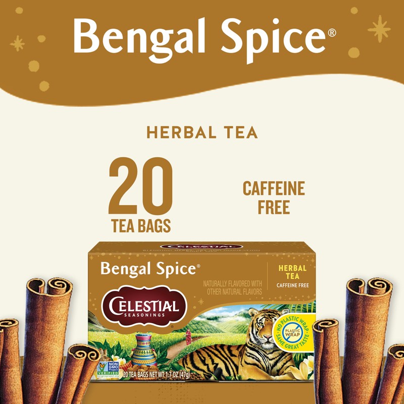 Celestial Seasonings Bengal Spice Herbal Tea, Caffeine Free, 20 Tea