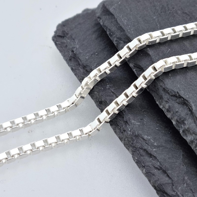 Treasure Bay Mens, Womens Solid 925 Silver Box Chain Necklace