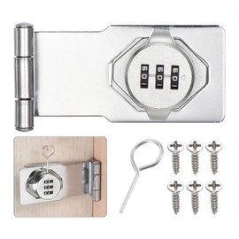 QUARKZMAN Password Hasp Lock Cabinet Door Combination Lock 90° Barn Door Lock for Small Doors Cupboards Barn Door Bathroom Silver