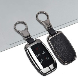 MARCHFA Leather Key Case Key Case Compatible with Evoque Discovery Sport Evoque XF XJ F-Pace Key Box 5 Buttons (Black), black