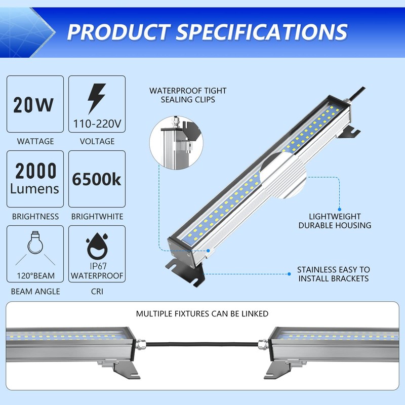 LED Work Light, 2500 Lumens Garage Light, 6500K (Super Bright