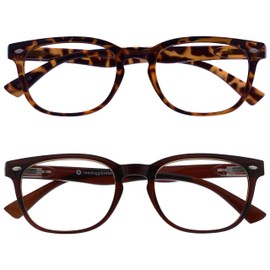 UV Reader Braune Schildpatt & Braun Lesebrille Wert 2er-Pack Designer Stil Herren Frauen UVR2PK014_015 +3,00