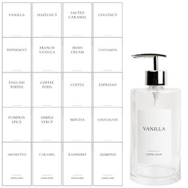 Ezebesta Coffee Syrup Labels Set for Coffee Bar Organization Custom Labels for Coffee Station Water-Resistant Modern Minimalist Design (20 Pieces), White, 2x3 inches