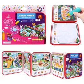 LinStyle Water Coloring Book for kids, Magic Painting Books with Water Pen for Toddlers, Educational Learning Painting book, Travel Toys for Kids, Gifts for Boys & Girls Ages 4, 5, 6, 7, 8, 9