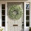 26" Large Artificial Boxwood Wreath for Front Door(White-Green)