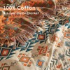 Boho Throw Blanket for Bed 60”x80”, 100% Cotton Woven Blanket