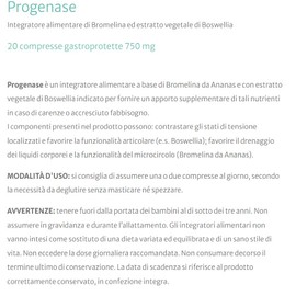 PROGE FARM Progenase 20 compresse - Integratore Alimentare di Bromelina ed Estratto Vegetale di Boswellia