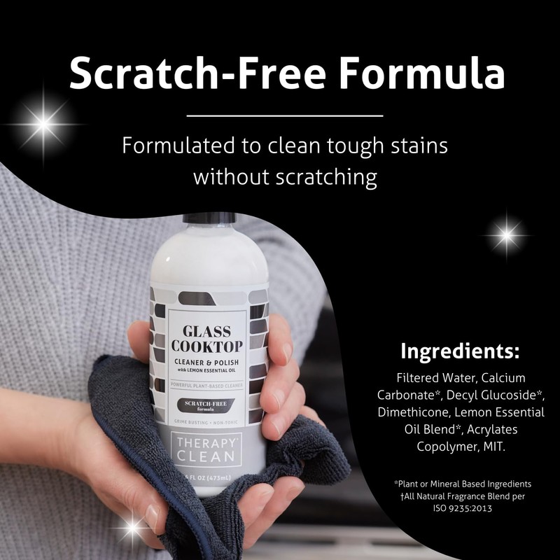 Therapy Glass Cooktop Cleaner Bundle with Microfiber Cloth - Glass