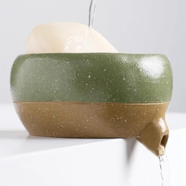 Wowhalolo Self Draining Soap Dish and Soap Holder with Drain Spout for Sink, Shower, Bathroom, and Kitchen - Compact Resin Sponge Holder and Organizer, Keep Dry and Easy Cleaning Design, Green