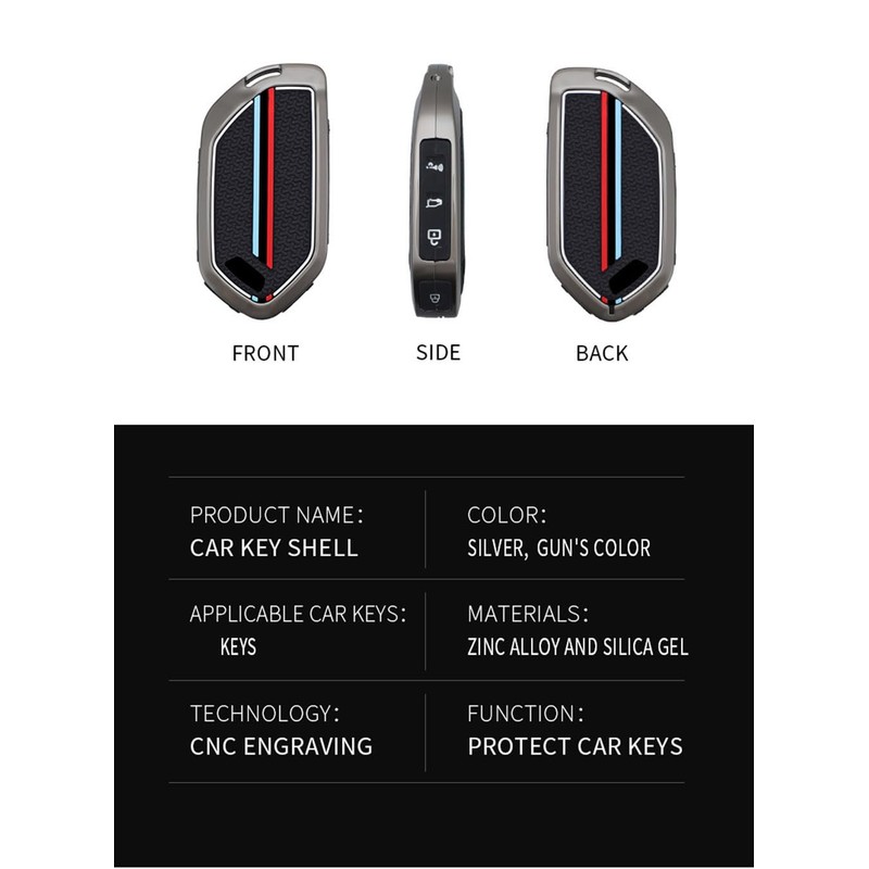 TECART 9 Button Zinc Alloy Key Fob Cover Fit For