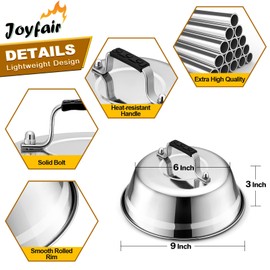 Cheese Melting Dome & Burger Press Kit, Joyfair 9 inch Basting Cover with Cast Iron Grill Press for Outdoor Griddle BBQ, Flat Top Teppanyaki Grilling & Steaming Heavy Duty & Dishwasher Safe