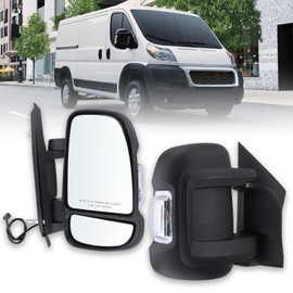Right Passenger Side Mirror Compatible with 2014-2024 Ram Promaster 1500/2500/3500 with turn signal light manual folding Without Power glass Non-Heated Replace#CH1321417 5VE98JXWAB(2Pins)
