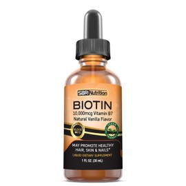 SBR Nutrition Gotas líquidas de biotina de máxima absorción, 10000 mcg de biotina por porción, 60 porciones, sin conservantes artificiales, apto para 
