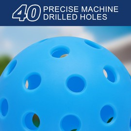 Ornalry Outdoor Pickleball Balls 40 Holes: 12 Pack Blue Pickleball Balls Crack-Resistant Pickle Balls for All Skill Level Outdoor Play