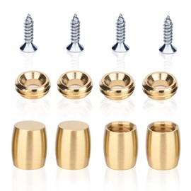 4 PCS Brass Cutting Board Feet with Silicone Anti-Slip Pads, Stainless Steel Screws and Brass Self-Tapping Screws for Cutting Boards, Cabinets, Sofas and Chairs and Other Furniture （Drum Shape）