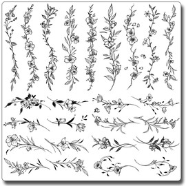 CHARLENT Temporary Tattoos for Women - 49 Pcs Line Leaves Sketch Fake Tattoos for Arm Wrist Leg Body/Realistic/Long Last/Waterproof