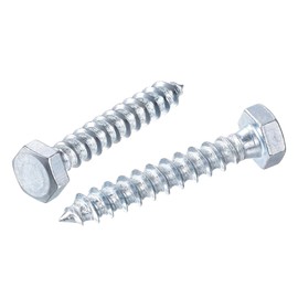 sourcing map Hex Lag Screws, M8 x 60mm Carbon Steel Zinc Plated Full Thread Self-Tapping Bolts for Wood Screw 25Pcs