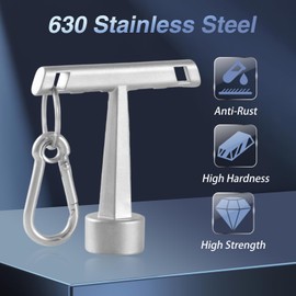 EVRBUL Upgraded Stainless 13/16" Penta Curb Box Key Wrench with Anti-Loss Keychain for Pentagon Curb Stop Boxes 5 Point Water Meter Key for Meter Pit Lids Water Valve Shut Off Tool