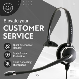 INNOTALK Avaya Phone Headset Compatible with Avaya IP 9640, 9640G, 9641, 9641G, 9650, 9650C, 9650G, 9670 - Luxury Noise Cancel Mic Monaural Phone Headset for Call Center