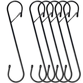 6Pcs S Hooks Hanging 12 inch Heavy Duty Large S Hooks with Safety Buckle, Long S Hook for Hanging Plant, Utility Hooks, Long Heavy Duty Hanging Hooks for Kitchen, Bathroom, Garden, Indoor, Outdoor