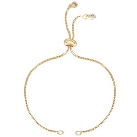 Beebeecraft 1 Box 10Pcs Chain Bracelet Making 18K Gold Plated Cubic Zirconia Slider Bracelet Chains Adjustable Extender Chain for DIY Jewellery Making Crafts