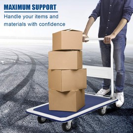 Happygrill Push Cart Dolly, 660lbs Hand Push Moving Platform Truck, Foldable Push Cart for Warehouse