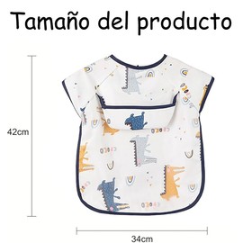 Wzenclave 3 Piezas Baberos para Bebé Impermeables con Mangas y Bolsillo Baberos Antiderrames para Niña y Niño 1-3 Años Kit de 3 Baberos para Alimentación Infantil Fáciles de Limpiar