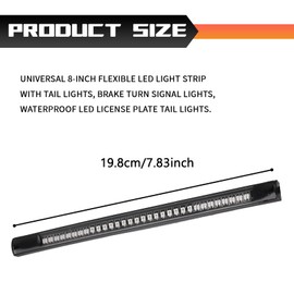 HHZL - Tira de luces LED para motocicleta, luz trasera, señal de giro, parada de freno, luces de matrícula integradas, barra de tira de luces LED flexibles de 8 pulgadas, universal para motocicleta