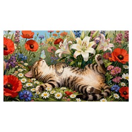 Colorful Door Mat Outdoor,30" Floral Welcome Mats,Thick Rubber Backing-Gift