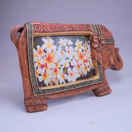 In My Shade, You Rest - DARUNITA HomeDeCor - Elephant Picture Frame 4 x 6 | Handmade Recycled Sawdust Frame | Sustainable 3D Elephant Photo Frame Décor for Wall & Tabletop | 10.5 x 6 inches | Made in Thailand