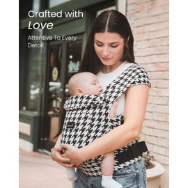 GROWNSY Baby Carrier Newborn to Toddler, Cozy Baby Wraps Carrier, Ergonomic Baby Carrier with Head Support, Houndstooth Black