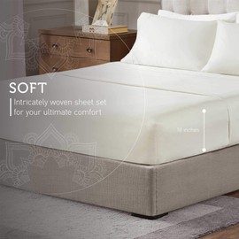 Hyde Lane Luxury 1000 Thread Count 100% Cotton California King Bed Sheets | Very Comfy Soft & Thick Heavy with Deep Pocket - Fits up to 18" Mattress, Cotton Bed Sheets Cal King - 4 PC (Ivory/Cream)