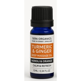 Turmeric Massage Oil for Mood Boost, Skin Radiance & Emotional Reset – Neroli & Orange Aromatherapy Oil, Anti-Fatigue Daily Ritual, Travel Size 10ml by Sera Organics │ Uplifting Citrus Blend