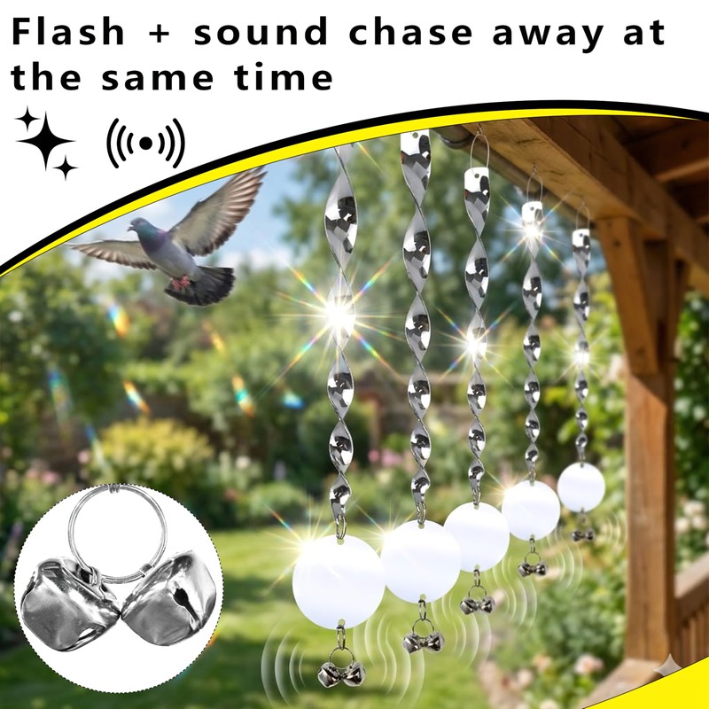 Bird Scare Rods, Silver Hanging Plastic Bird Deterrent Device with