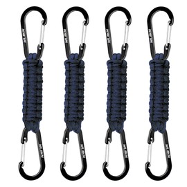 Wlikn Carabiner Double Head Paracord Weave, Load Capacity 110 lbs, Set of 4, Aluminum Alloy Keychain, for Outdoor, Camping, Fishing, Backpack