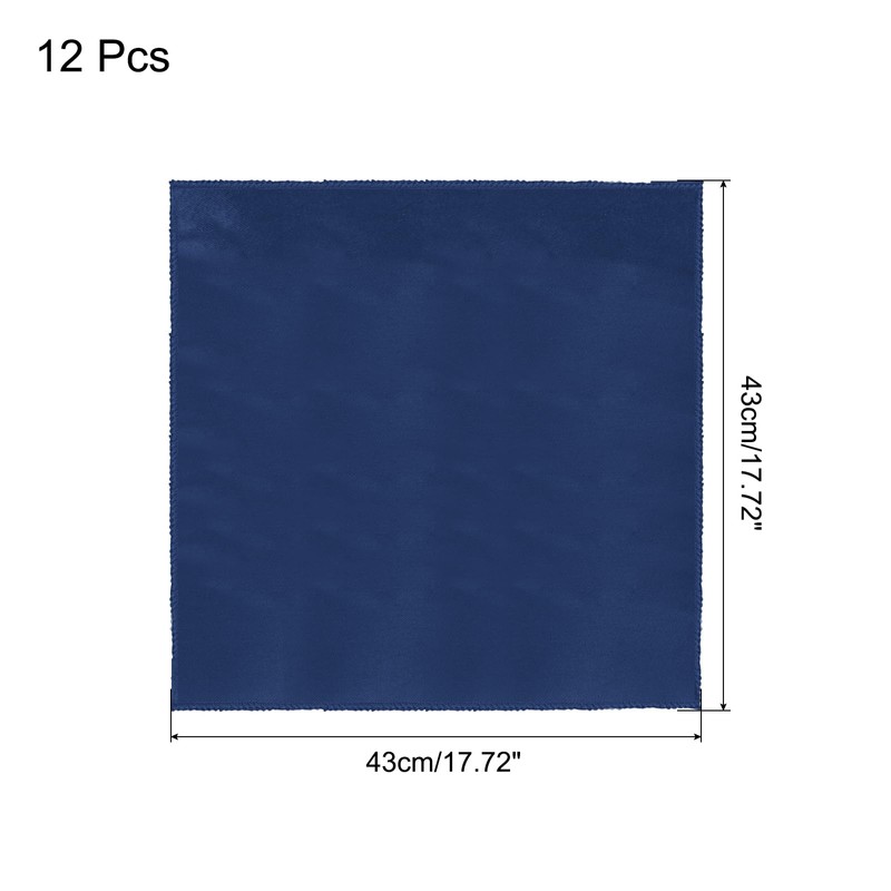 sourcing map 12pcs Navy Blue Satin Table Napkins Polyester Square