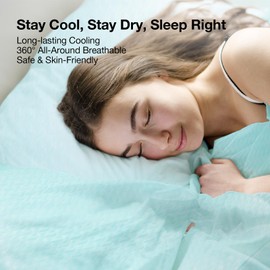 Novilla Summer Sleeping Pad Twin Size(1 Cooling Mat+1 Pillowcase),Sleeping Mat with Deep Pocket for 8-21" Mattress,Elastic Bandage,Washable & Breathable Mattress Pad for Hot Sleepers,Blue