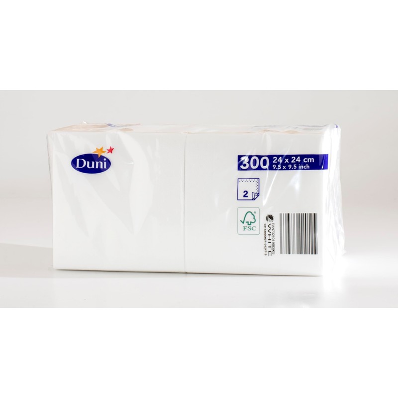 Duni Cocktail Napkins 2-Ply Cellulose Plain White 24 x 24