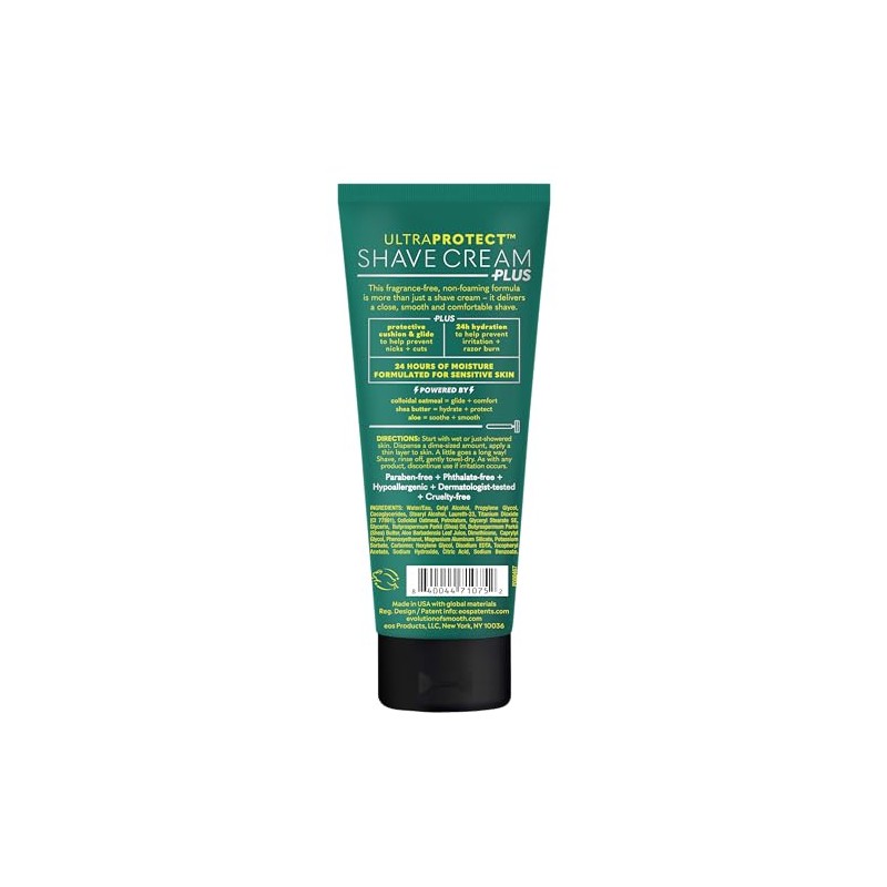 eos UltraProtect Menâ€™s Shave Cream- Sensitive, 24-Hour Hydration, Unscented, Non-Foaming
