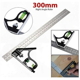 U-Trade Combination Square, 12'/300mm Stainless Steel Combo Square Carpentry Tools, 45/90 Degree Ruler with Bubble Level for Accurate and Adjustable Woodworking Measurement.